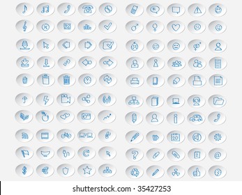 100 vector icons for web: white button (set 1) Please visit my portfolio to see similar!