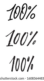 100 % vector illustration. One hundred percent brush calligraphy symbol.