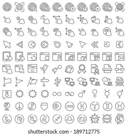 100 vector line icons set for web design and user interface