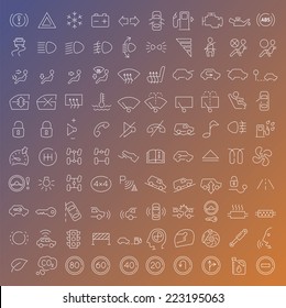 100 vector line icons set for web design and user interface in flat graphic style. More lighter lines then ever, nice detail and easily identifiable.