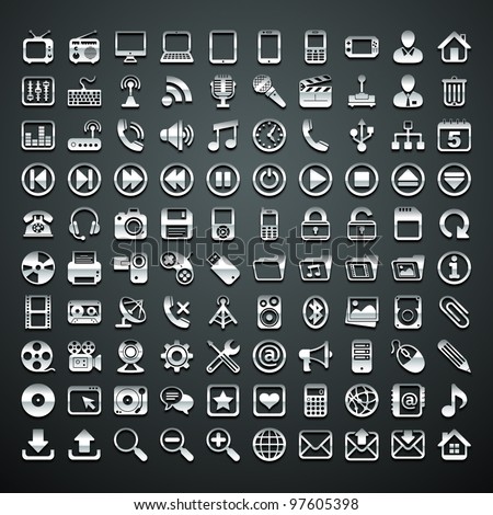 100 vector metallic icons