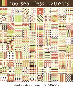 100 Vector Pattern. Endless texture can be used for printing onto fabric, paper or scrap booking, wallpaper, pattern fills, web page background, surface texture.