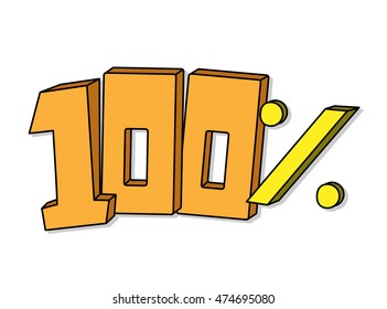100% Vector Sign. A hand drawn vector icon illustration of 100%