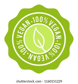 100% Vegan Badge. Vegan Button. Eps10 Vector Banner.