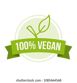 100% Vegan Badge - Eps10 Vector.