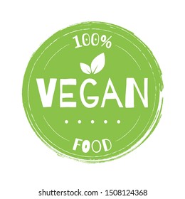 100% Vegan food. Vector illustration of logo design for food or restaurants, cafe, or food brands. Vector element for labels, badges, stickers, logos. Vegan menu.