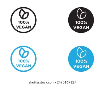 100 vegan icon black and white vector outline sign