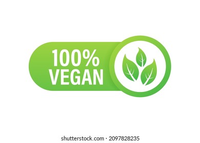 100 vegan icon design. Green vegan friendly symbol. Vector stock illustration.