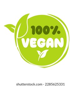 100% Vegan Isolated Vector Illustration Label