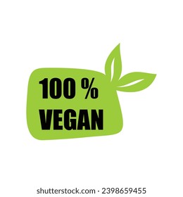 100% vegan label design. organic product sign and symbol.