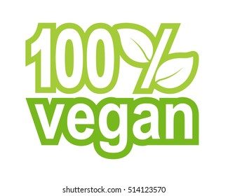 100% Vegan label, vector illustration