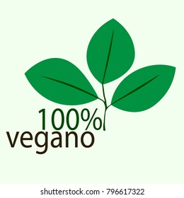 100% vegan logo. vector illustration