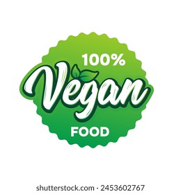 100% Vegan Product Sticker Badge Vector, 100% Vegan Vector, 100% Vegan Label Vector