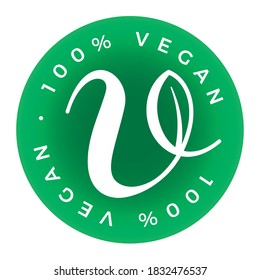 100% vegan product vector icon logo