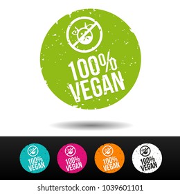 100% Vegan stamp - Eps10 Vector Button.