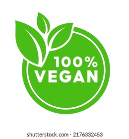 100% vegan stamp icon vector logo template 