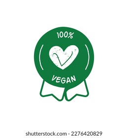 Icono de placa vectorial 100% vegan.