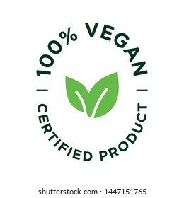 100% Vegan vector icon. Certified product.