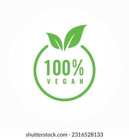 Plantilla de diseño de logotipo de vector vegano 100%