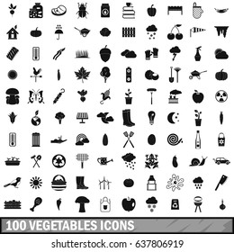 100 vegetables icons set in simple style for any design vector illustration