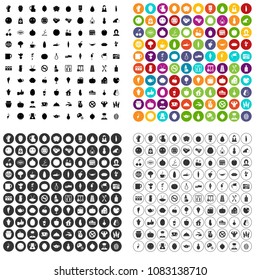 100 vegetarian cafe icons set vector in 4 variant for any web design isolated on white