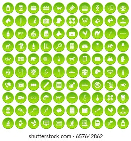 100 vegetarian cafe icons set green circle isolated on white background vector illustration