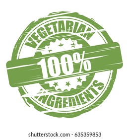 100% Vegetarian Ingredients grunge stamp - vector