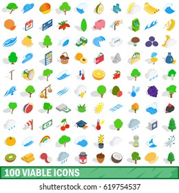 100 viable icons set in isometric 3d style for any design vector illustration