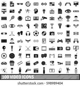 100 video icons set in simple style for any design vector illustration