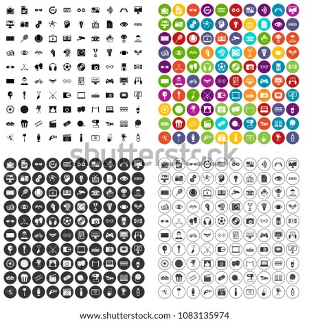 100 video icons set vector in 4 variant for any web design isolated on white