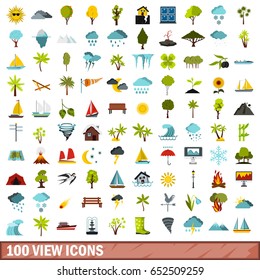 100 view icons set in flat style for any design vector illustration