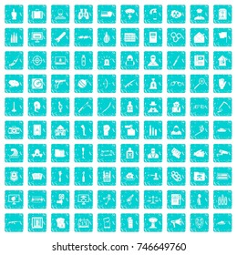 100 violation icons set in grunge style blue color isolated on white background vector illustration