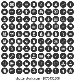 100 violation icons set in simple style white on black circle color isolated on white background vector illustration