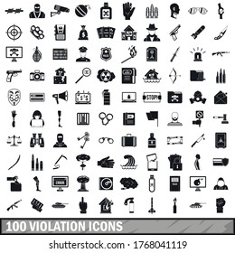 100 iconos de infracción establecidos en estilo sencillo para cualquier ilustración vectorial de diseño