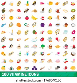 100 vitamine icons set in isometric 3d style for any design vector illustration