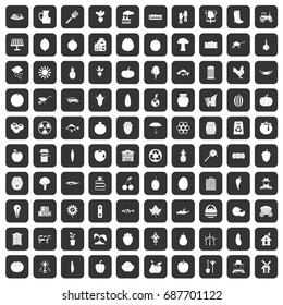 100 vitamins icons set in black color isolated vector illustration