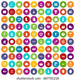 100 vitamins icons set in different colors circle isolated vector illustration