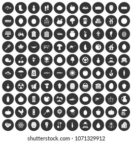100 vitamins icons set in simple style white on black circle color isolated on white background vector illustration