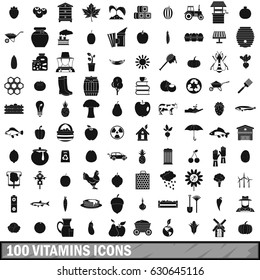 100 vitamins icons set in simple style for any design vector illustration