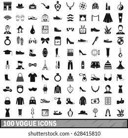 100 vogue icons set in simple style for any design vector illustration