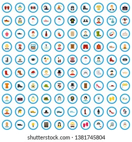 100 vogue school icons set in flat style for any design vector illustration