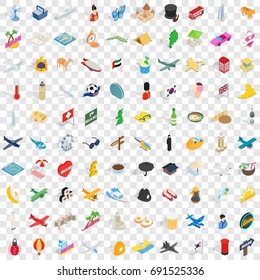 100 voyage icons set in isometric 3d style for any design vector illustration