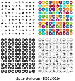 100 voyage icons set vector in 4 variant for any web design isolated on white