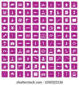 100 war crimes icons set in grunge style pink color isolated on white background vector illustration
