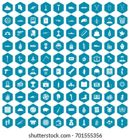 100 war crimes icons set in sapphirine hexagon isolated vector illustration