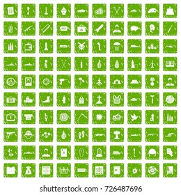100 war crimes icons set in grunge style green color isolated on white background vector illustration