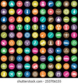 100 war icons, universal set 