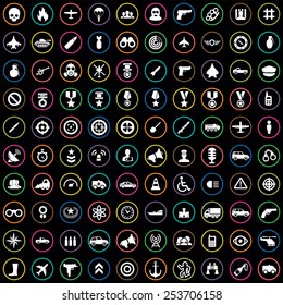 100 war icons, universal set 