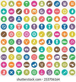 100 war icons, universal set 