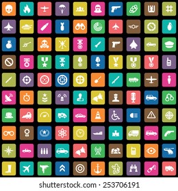 100 war icons, universal set 